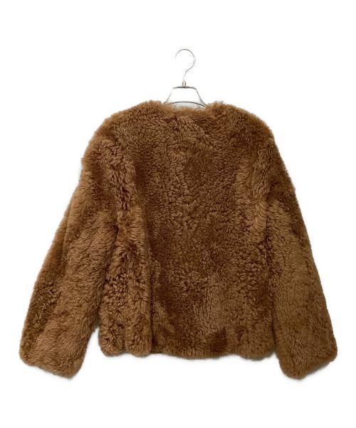 meteo yves salomon（メテオ バイ イヴサロモン）meteo yves salomon (メテオ バイ イヴサロモン) ムートンボアノーカラージャケット ブラウン サイズ:36の古着・服飾アイテム