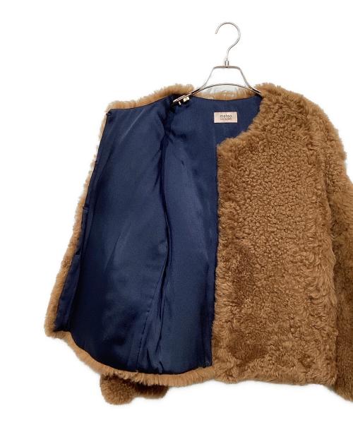 meteo yves salomon（メテオ バイ イヴサロモン）meteo yves salomon (メテオ バイ イヴサロモン) ムートンボアノーカラージャケット ブラウン サイズ:36の古着・服飾アイテム