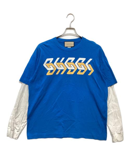 GUCCI（グッチ）GUCCI (グッチ) Interlock Logo Tee ブルー×ホワイト サイズ:Sの古着・服飾アイテム