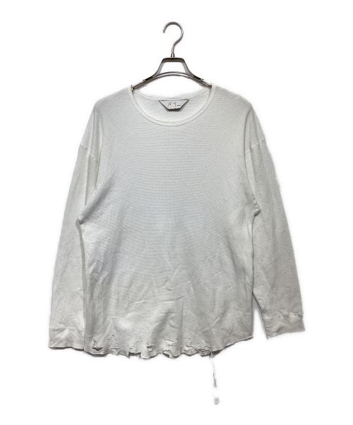 ANCELLM（アンセルム）ANCELLM (アンセルム) DAMAGE WAFFLE CREW LS T-SHIRT ホワイト サイズ:2の古着・服飾アイテム