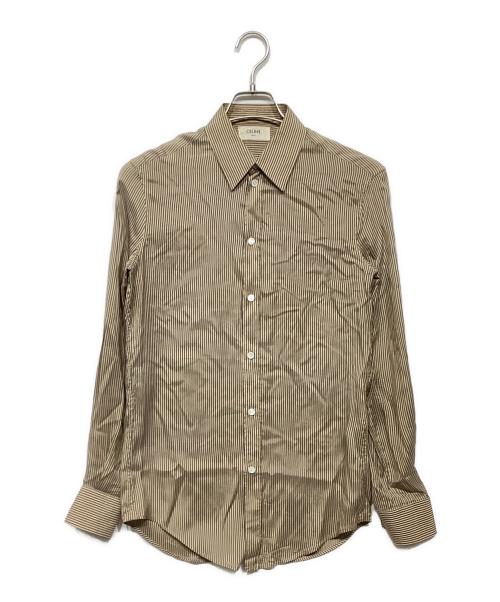 CELINE（セリーヌ）CELINE (セリーヌ) ストライプシルクシャツ ベージュ サイズ:36の古着・服飾アイテム