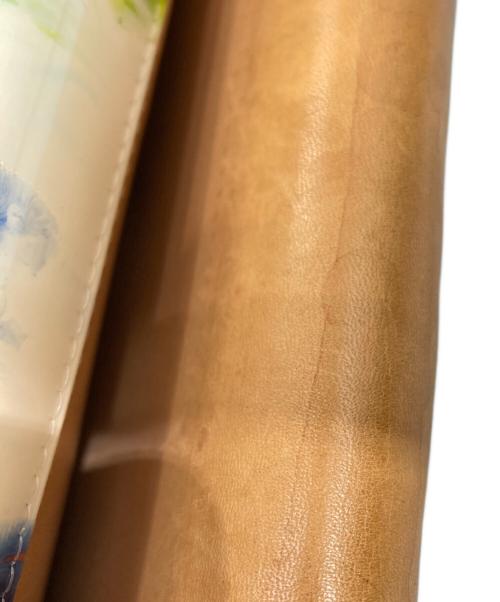 macro mauro（マクロマウロ）macro mauro (マクロマウロ) ハンドペイント　ショルダー＆クラッチバック ホワイト×ブラウンの古着・服飾アイテム