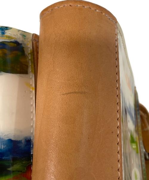 macro mauro（マクロマウロ）macro mauro (マクロマウロ) ハンドペイント　ショルダー＆クラッチバック ホワイト×ブラウンの古着・服飾アイテム