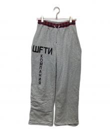 wftv（ダブリュー・エフ・ティー・ヴィー）の古着「DOUBLE LAYERED SWEATPANTS」｜グレー×レッド