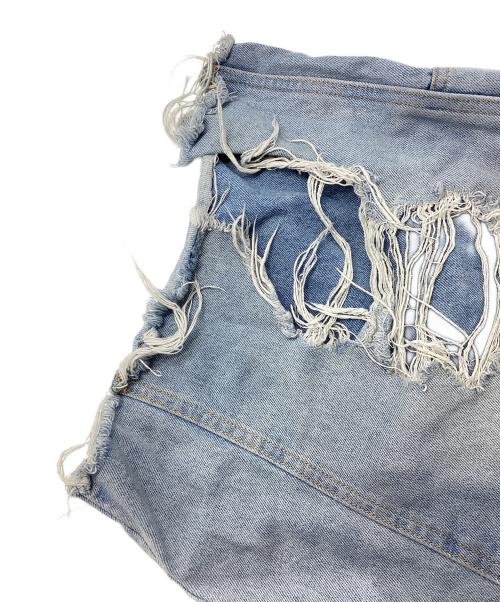 WHITELAND（ホワイトランド）WHITELAND (ホワイトランド) ヴィンテージ加工ダブルニーデニムショートパンツ インディゴ サイズ:Fの古着・服飾アイテム