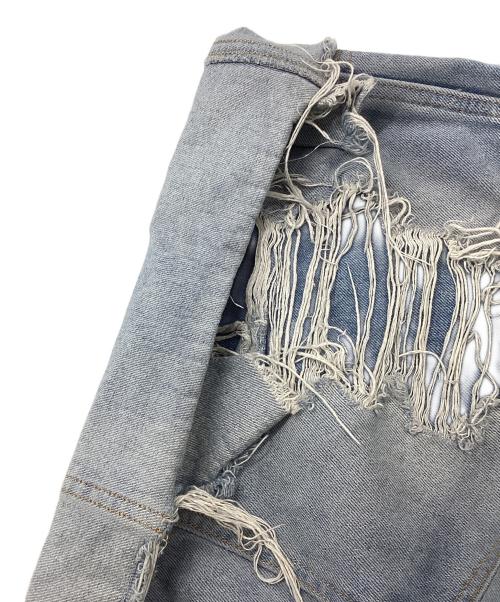 WHITELAND（ホワイトランド）WHITELAND (ホワイトランド) ヴィンテージ加工ダブルニーデニムショートパンツ インディゴ サイズ:Fの古着・服飾アイテム