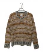 ADJUSTABLE COSTUME×Jamieson'sアジャスタブルコスチューム×ジャミーソンズ）の古着「総柄ニット」｜ベージュ