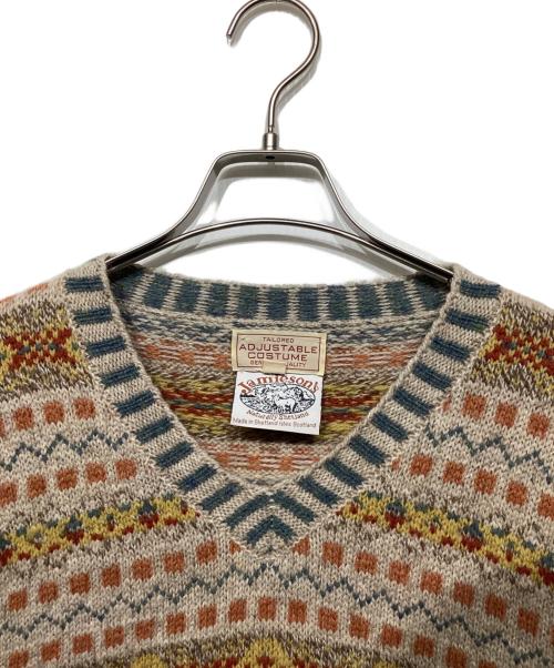 ADJUSTABLE COSTUME（アジャスタブルコスチューム）ADJUSTABLE COSTUME (アジャスタブルコスチューム) Jamieson's (ジャミーソンズ) 総柄ニット ベージュ サイズ:38の古着・服飾アイテム