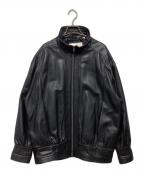 london fogロンドンフォグ）の古着「ハイネックレザーブルゾン」｜ブラック