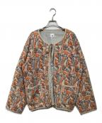 6(ROKU) BEAUTY&YOUTHロク ビューティーアンドユース）の古着「SASHIKO MOTIF JACQUARD JACKET 8625-241-0313」｜グレー×オレンジ
