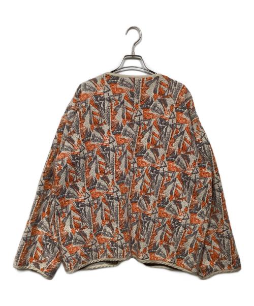 6(ROKU) BEAUTY&YOUTH（ロク ビューティーアンドユース）6(ROKU) BEAUTY&YOUTH (ロク ビューティーアンドユース) SASHIKO MOTIF JACQUARD JACKET 8625-241-0313 グレー×オレンジ サイズ:Freeの古着・服飾アイテム