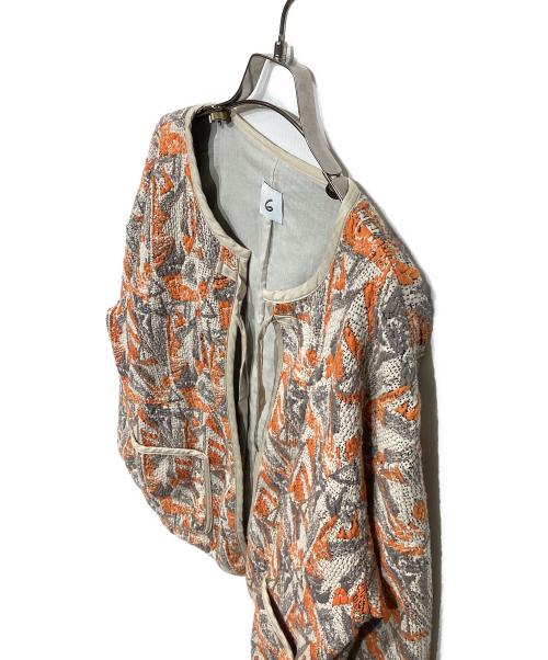 6(ROKU) BEAUTY&YOUTH（ロク ビューティーアンドユース）6(ROKU) BEAUTY&YOUTH (ロク ビューティーアンドユース) SASHIKO MOTIF JACQUARD JACKET 8625-241-0313 グレー×オレンジ サイズ:Freeの古着・服飾アイテム