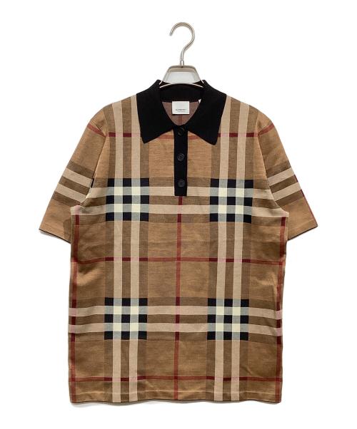 BURBERRY（バーバリー）BURBERRY (バーバリー) シルクブレンドポロシャツ ブラウン サイズ:Sの古着・服飾アイテム