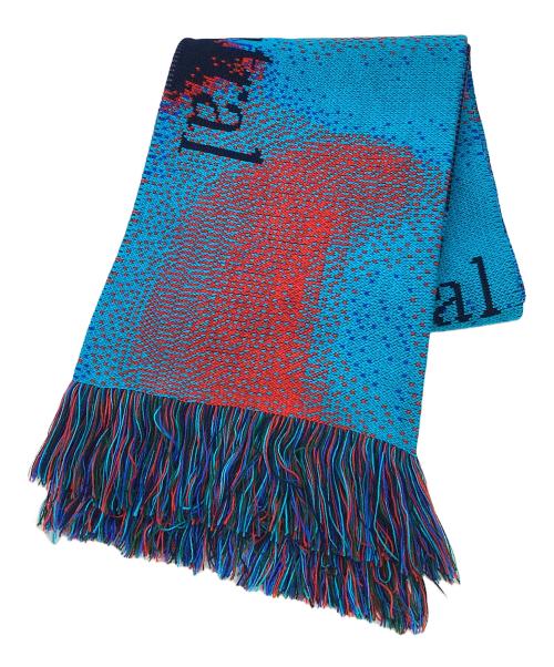 MONTMARTRE NEW YORK（モンマルトル ニューヨーク）MONTMARTRE NEW YORK (モンマルトル ニューヨーク) NEUTRAL LIPS SCARF ブルーの古着・服飾アイテム