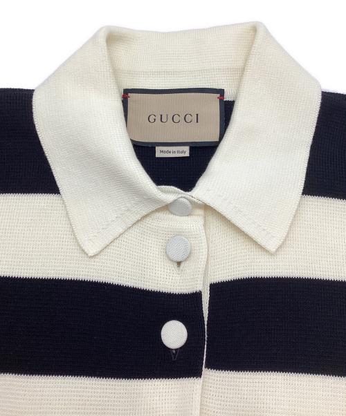 GUCCI（グッチ）GUCCI (グッチ) ワッペン付 ボーダーワンピース　731592 ブラック×ホワイト サイズ:Sの古着・服飾アイテム