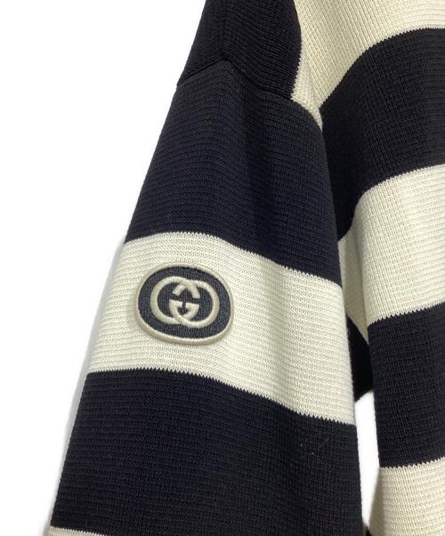 GUCCI（グッチ）GUCCI (グッチ) ワッペン付 ボーダーワンピース　731592 ブラック×ホワイト サイズ:Sの古着・服飾アイテム