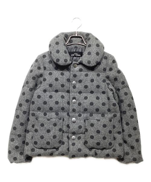 tricot COMME des GARCONS（トリココムデギャルソン）tricot COMME des GARCONS (トリココムデギャルソン) 丸襟ドットダウンジャケット グレー×ブラック サイズ:Sの古着・服飾アイテム