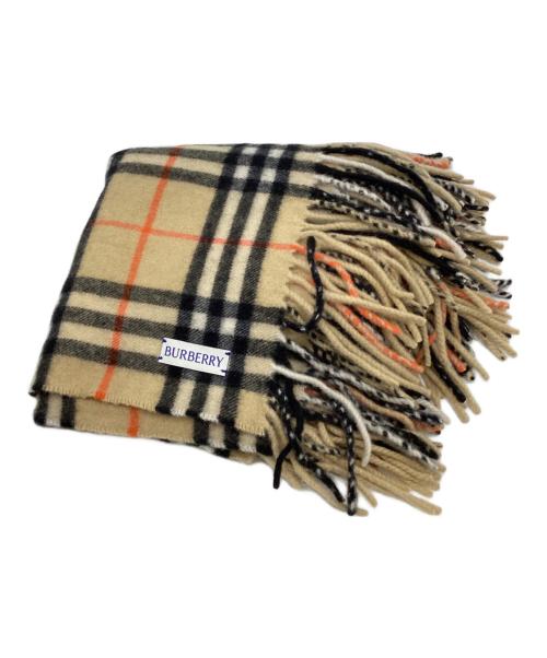 BURBERRY（バーバリー）BURBERRY (バーバリー) カシミヤフリンジ　ノバチェックマフラー ベージュの古着・服飾アイテム