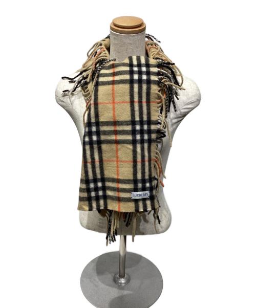 BURBERRY（バーバリー）BURBERRY (バーバリー) カシミヤフリンジ　ノバチェックマフラー ベージュの古着・服飾アイテム