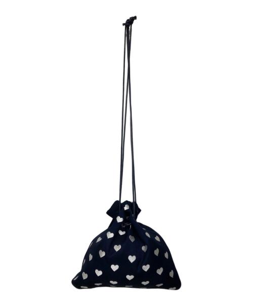 charmantsac（シャルマントサック）charmantsac (シャルマントサック) ハート エンブロイダリー巾着バッグ ネイビーの古着・服飾アイテム
