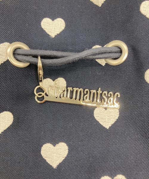 charmantsac（シャルマントサック）charmantsac (シャルマントサック) ハート エンブロイダリー巾着バッグ ネイビーの古着・服飾アイテム