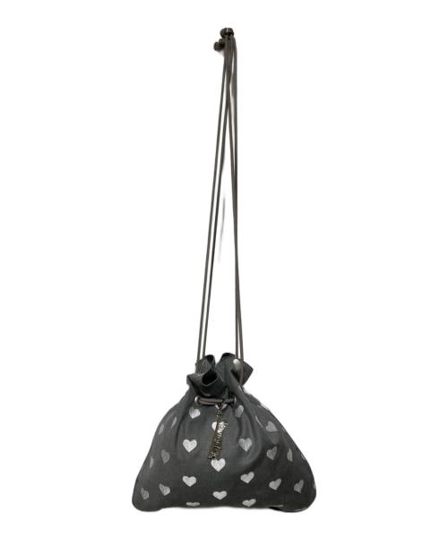 charmantsac（シャルマントサック）charmantsac (シャルマントサック) ハート エンブロイダリー巾着バッグ グレーの古着・服飾アイテム