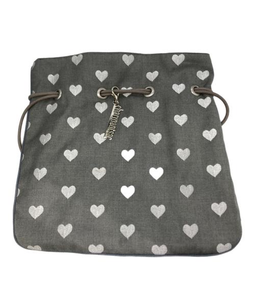 charmantsac（シャルマントサック）charmantsac (シャルマントサック) ハート エンブロイダリー巾着バッグ グレーの古着・服飾アイテム