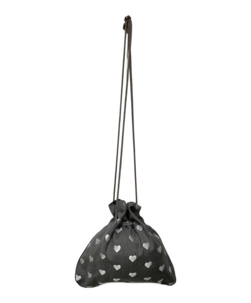charmantsac（シャルマントサック）charmantsac (シャルマントサック) ハート エンブロイダリー巾着バッグ グレーの古着・服飾アイテム