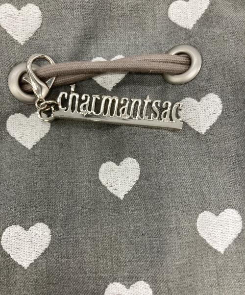 charmantsac（シャルマントサック）charmantsac (シャルマントサック) ハート エンブロイダリー巾着バッグ グレーの古着・服飾アイテム