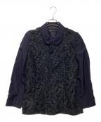 COMME des GARCONSコムデギャルソン）の古着「AD1992　丸襟レースジャケット」｜ネイビー×ブラック