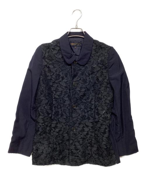 COMME des GARCONS（コムデギャルソン）COMME des GARCONS (コムデギャルソン) AD1992　丸襟レースジャケット ネイビー×ブラック サイズ:Mの古着・服飾アイテム