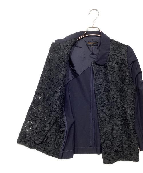 COMME des GARCONS（コムデギャルソン）COMME des GARCONS (コムデギャルソン) AD1992　丸襟レースジャケット ネイビー×ブラック サイズ:Mの古着・服飾アイテム