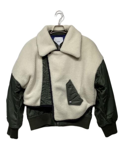 UN3D.（アンスリード）UN3D. (アンスリード) ボアドッキングブルゾン　522250103101 グリーン×ホワイト サイズ:36の古着・服飾アイテム