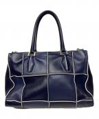 TOD'Sトッズ）の古着「Dキューブ レザートートバッグ」｜ネイビー×ホワイト