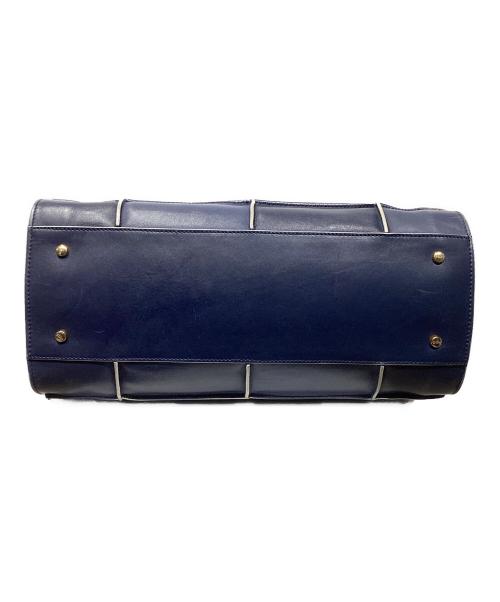 TOD'S（トッズ）TOD'S (トッズ) Dキューブ レザートートバッグ ネイビー×ホワイトの古着・服飾アイテム