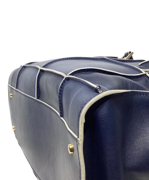 TOD'S（トッズ）TOD'S (トッズ) Dキューブ レザートートバッグ ネイビー×ホワイトの古着・服飾アイテム