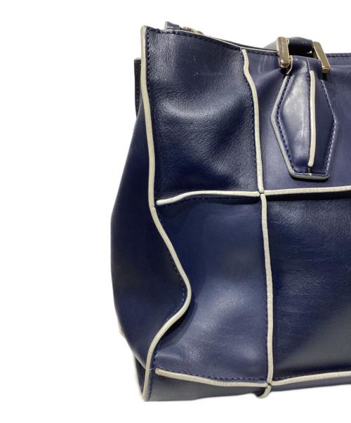 TOD'S（トッズ）TOD'S (トッズ) Dキューブ レザートートバッグ ネイビー×ホワイトの古着・服飾アイテム
