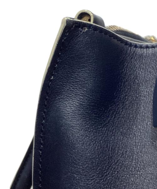 TOD'S（トッズ）TOD'S (トッズ) Dキューブ レザートートバッグ ネイビー×ホワイトの古着・服飾アイテム