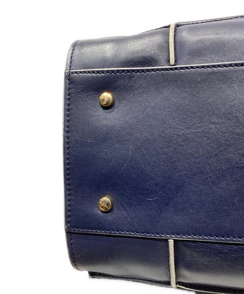 TOD'S（トッズ）TOD'S (トッズ) Dキューブ レザートートバッグ ネイビー×ホワイトの古着・服飾アイテム