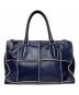 TOD'S (トッズ) Dキューブ レザートートバッグ ネイビー×ホワイト：10000円