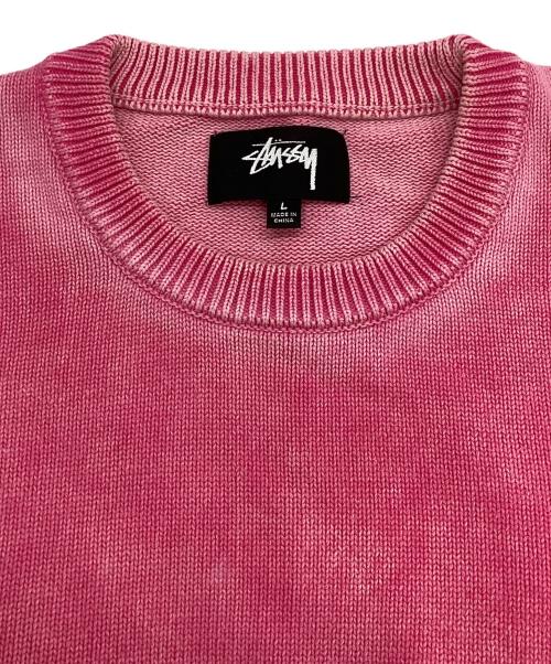 stussy（ステューシー）stussy (ステューシー) Faded Cotton Knit Crew ピンク サイズ:Lの古着・服飾アイテム