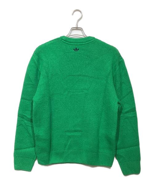 adidas（アディダス）adidas (アディダス) ロゴクルーネックセーター グリーン×ネイビー サイズ:Sの古着・服飾アイテム