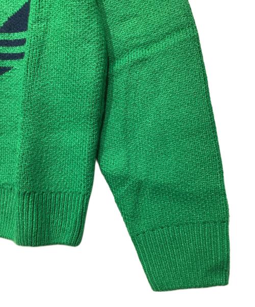 adidas（アディダス）adidas (アディダス) ロゴクルーネックセーター グリーン×ネイビー サイズ:Sの古着・服飾アイテム