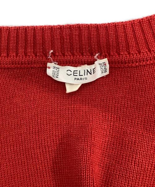 CELINE（セリーヌ）CELINE (セリーヌ) OLD エンブレムカーディガン レッド サイズ:XXLの古着・服飾アイテム