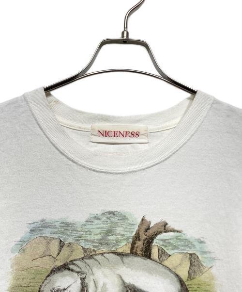 NICENESS（ナイスネス）NICENESS (ナイスネス) BERNARDプリントTシャツ ホワイト サイズ:Lの古着・服飾アイテム