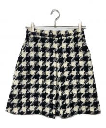 Loulou Willoughby（ルルウィルビー）の古着「ロービング千鳥タックミニスカート　21252011130」｜ブラック×ホワイト