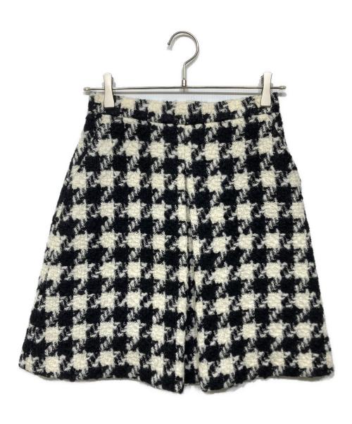 Loulou Willoughby（ルルウィルビー）Loulou Willoughby (ルルウィルビー) ロービング千鳥タックミニスカート　21252011130 ブラック×ホワイト サイズ:1の古着・服飾アイテム