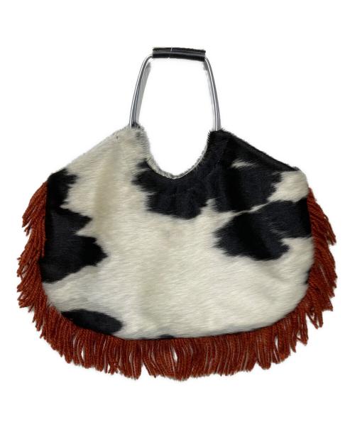 MARNI（マルニ）MARNI (マルニ) カウ柄 フリンジトートバッグ ブラウン×ホワイトの古着・服飾アイテム