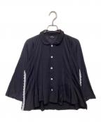 tricot COMME des GARCONSトリココムデギャルソン）の古着「丸襟サイドレースブラウス」｜ブラック