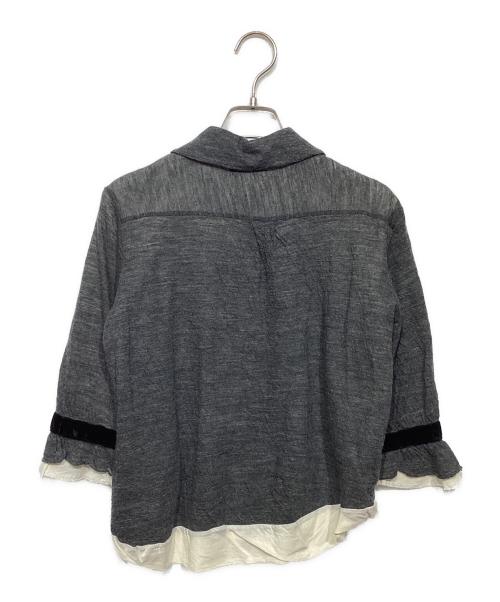 tricot COMME des GARCONS（トリココムデギャルソン）tricot COMME des GARCONS (トリココムデギャルソン) ウール丸襟シャツ グレー×ホワイト サイズ:-の古着・服飾アイテム